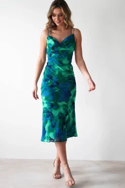 Bali Printed Midi Dress | Green Print