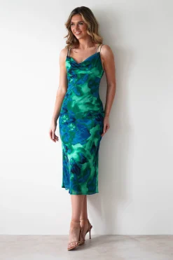 Bali Printed Midi Dress | Green Print