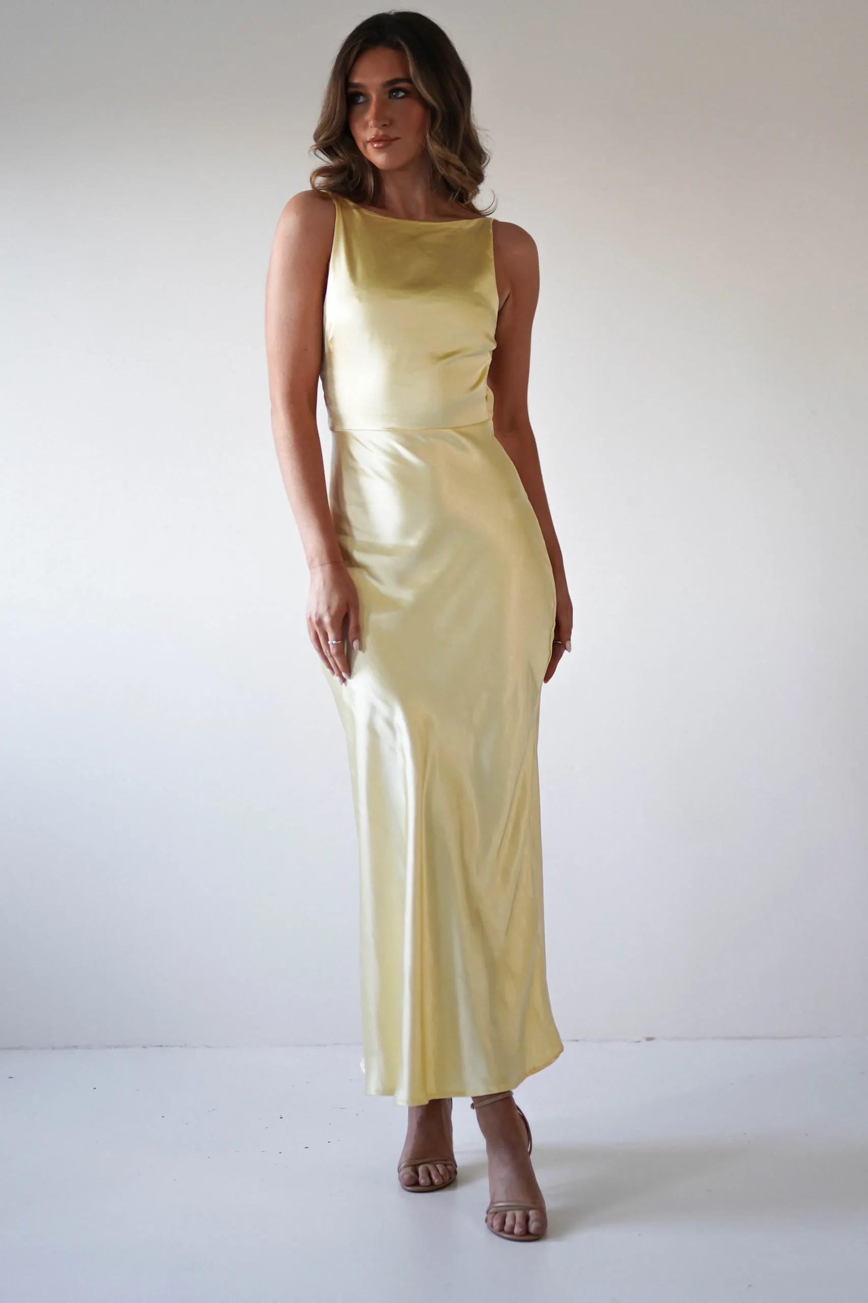 Bayleigh Soft Satin Maxi Dress | Yellow