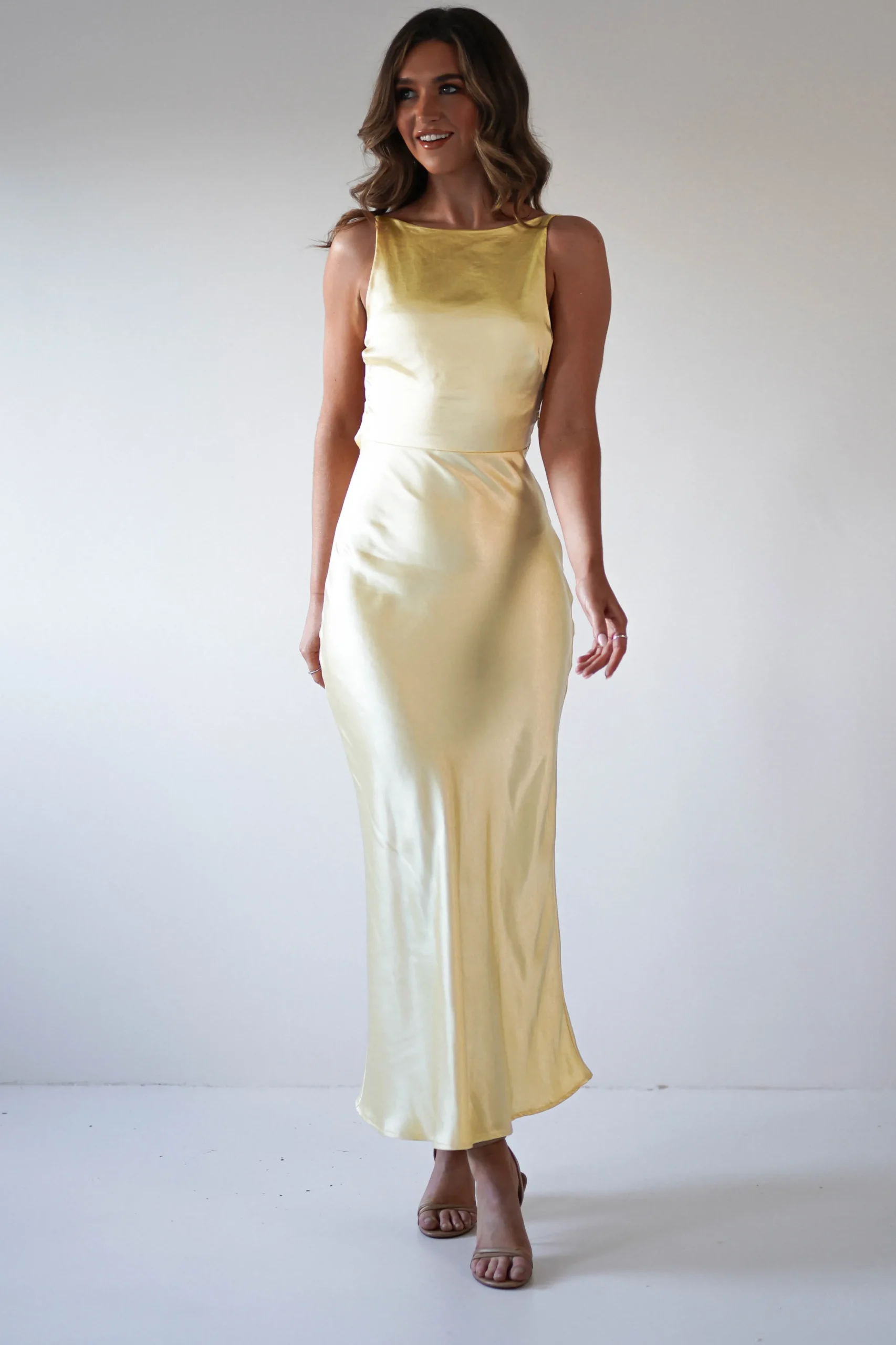 Bayleigh Soft Satin Maxi Dress | Yellow