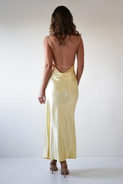 Bayleigh Soft Satin Maxi Dress | Yellow
