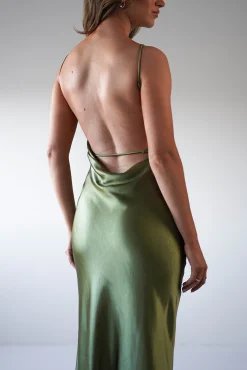 Bayleigh Soft Satin Maxi Dress | Olive