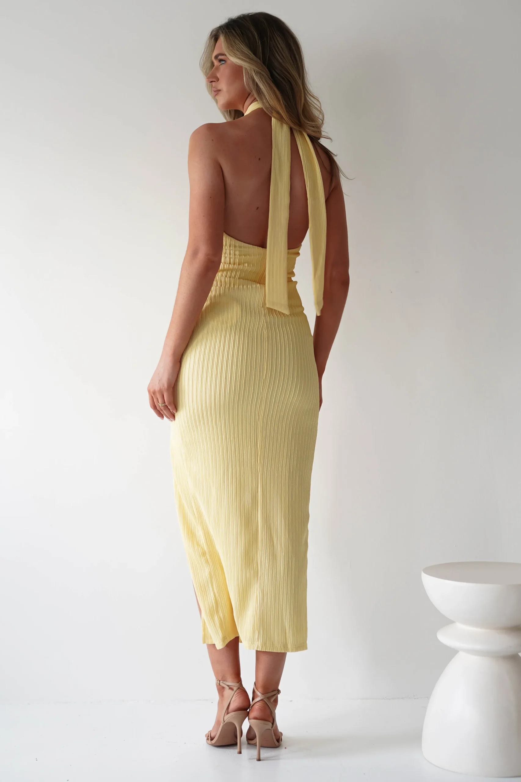 Bernice Ribbed Midaxi Dress | Yellow