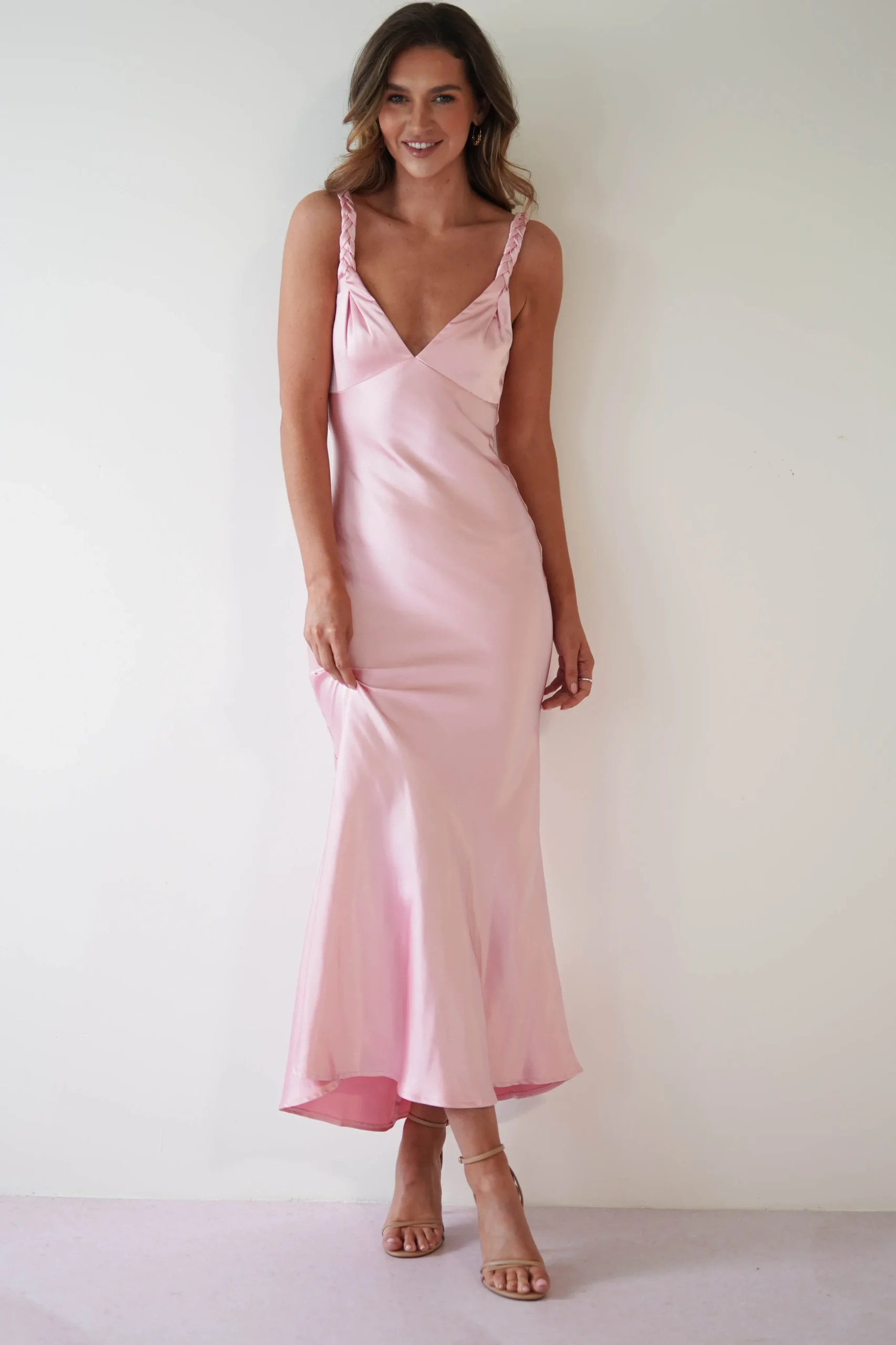 Bethanie Soft Satin Maxi Dress | Light Pink