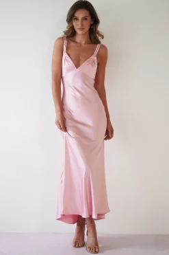 Bethanie Soft Satin Maxi Dress | Light Pink
