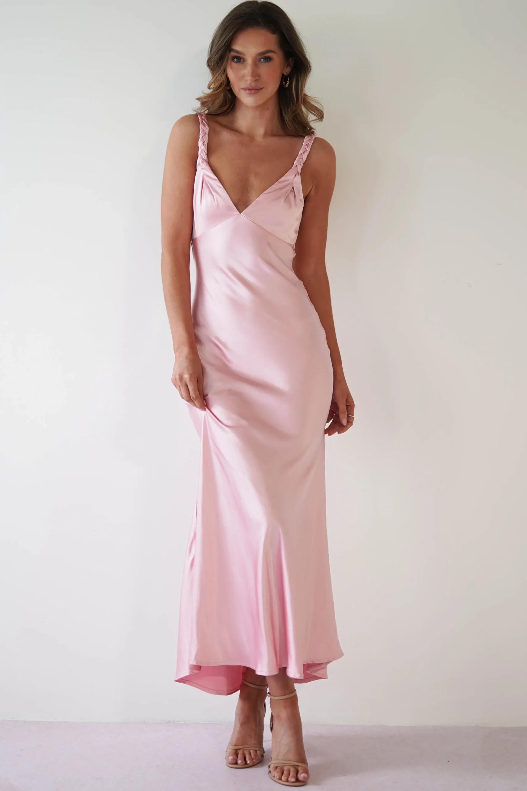 Bethanie Soft Satin Maxi Dress | Light Pink