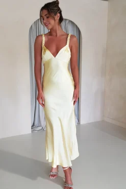 Bethanie Soft Satin Maxi Dress | Yellow