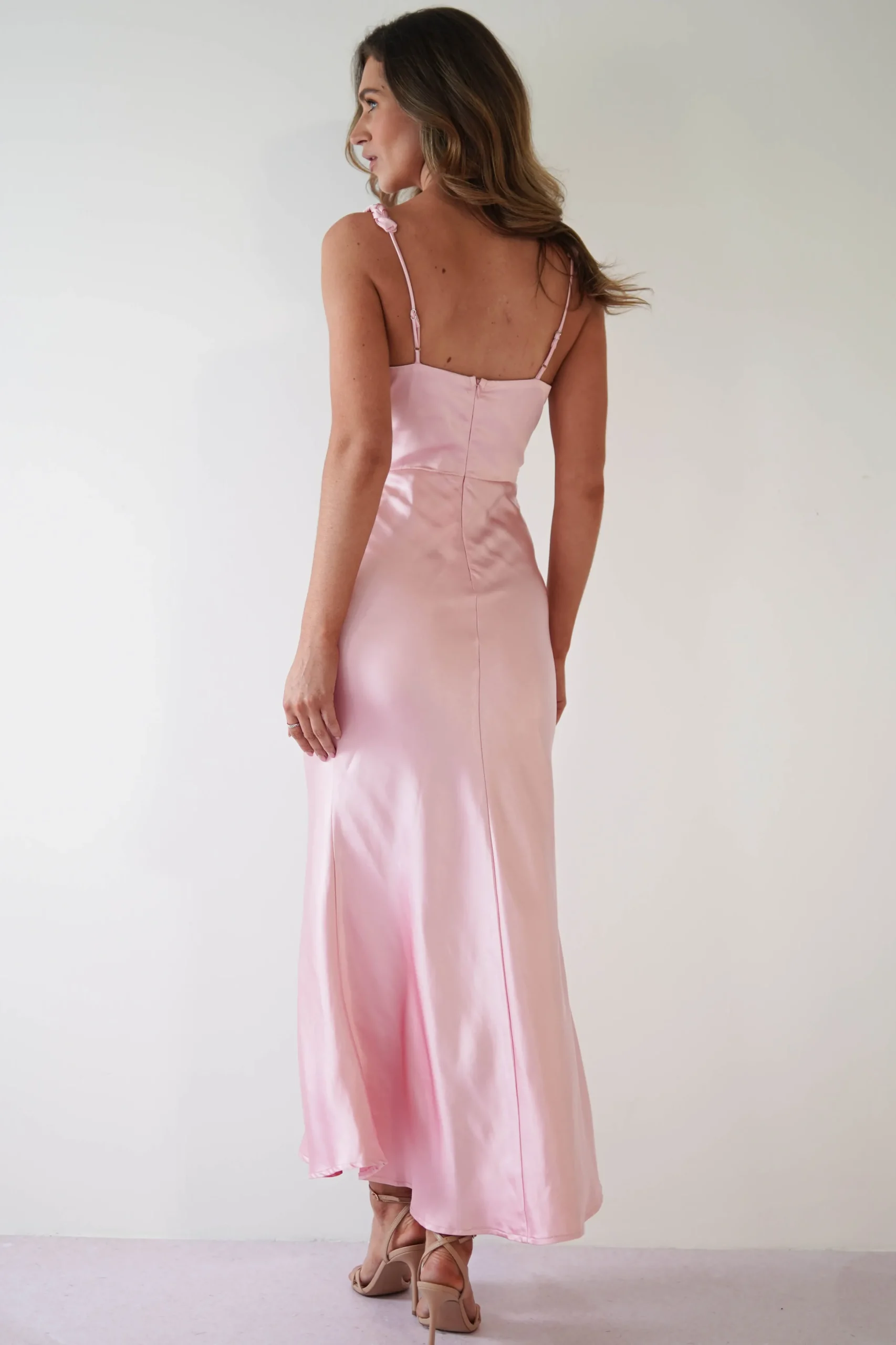 Bethanie Soft Satin Maxi Dress | Light Pink