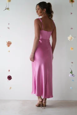 Bethanie Soft Satin Maxi Dress | Bright Pink