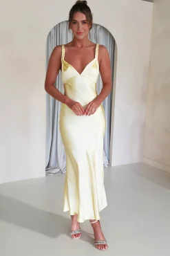 Bethanie Soft Satin Maxi Dress | Yellow
