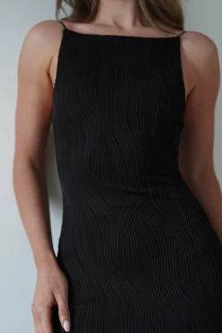 Brighton Textured Bodycon Midaxi Dress | Black