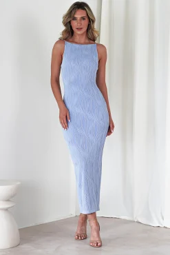 Brighton Textured Bodycon Midaxi Dress | Blue