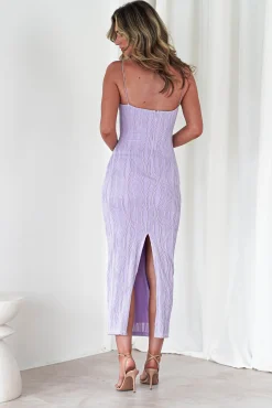 Brighton Textured Bodycon Midaxi Dress | Lilac