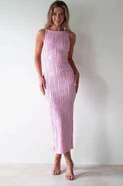 Brighton Textured Bodycon Midaxi Dress | Pink