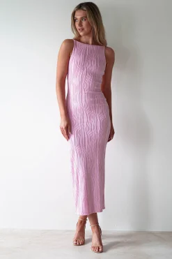 Brighton Textured Bodycon Midaxi Dress | Pink