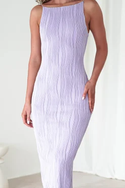 Brighton Textured Bodycon Midaxi Dress | Lilac