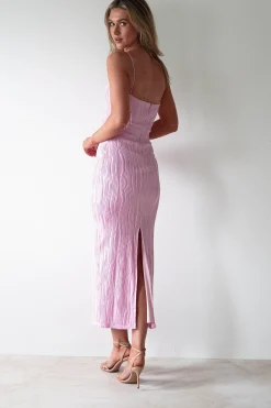 Brighton Textured Bodycon Midaxi Dress | Pink