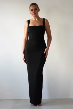 Brooke Square Neck Maxi Dress | Black