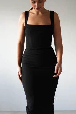 Brooke Square Neck Maxi Dress | Black