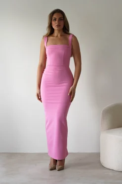 Brooke Square Neck Maxi Dress | Pink