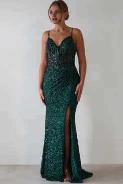 Candyce Sequin Mermaid Gown | Emerald Green