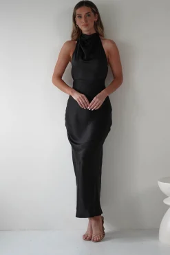 Capriana Pearl Back Maxi Dress | Black