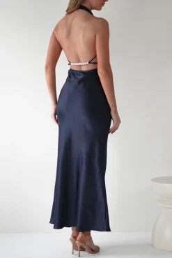 Capriana Pearl Back Maxi Dress | Navy