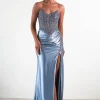 Caspian Embellished Bodycon Gown | Dusty Blue