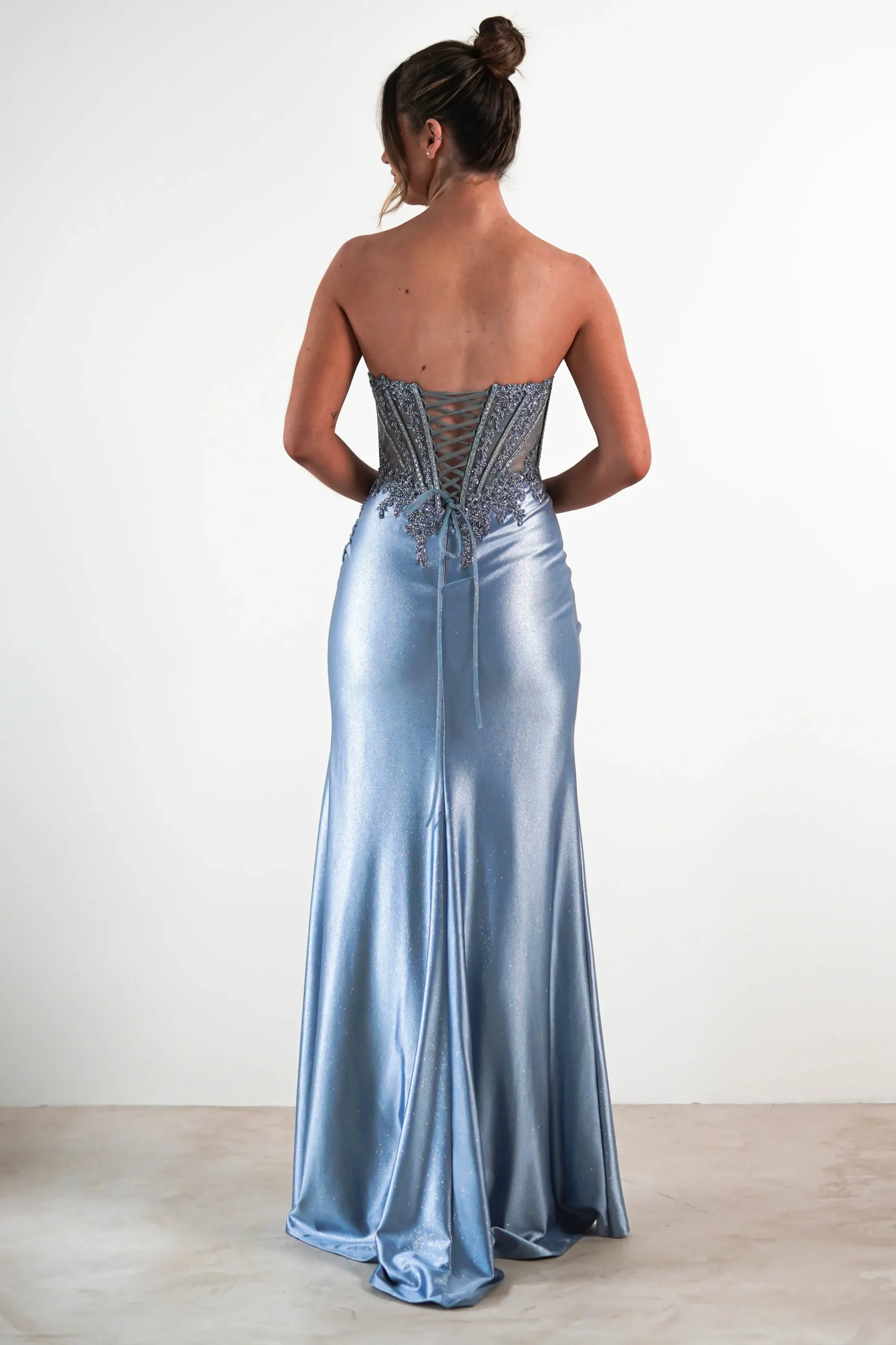 Caspian Embellished Bodycon Gown | Dusty Blue