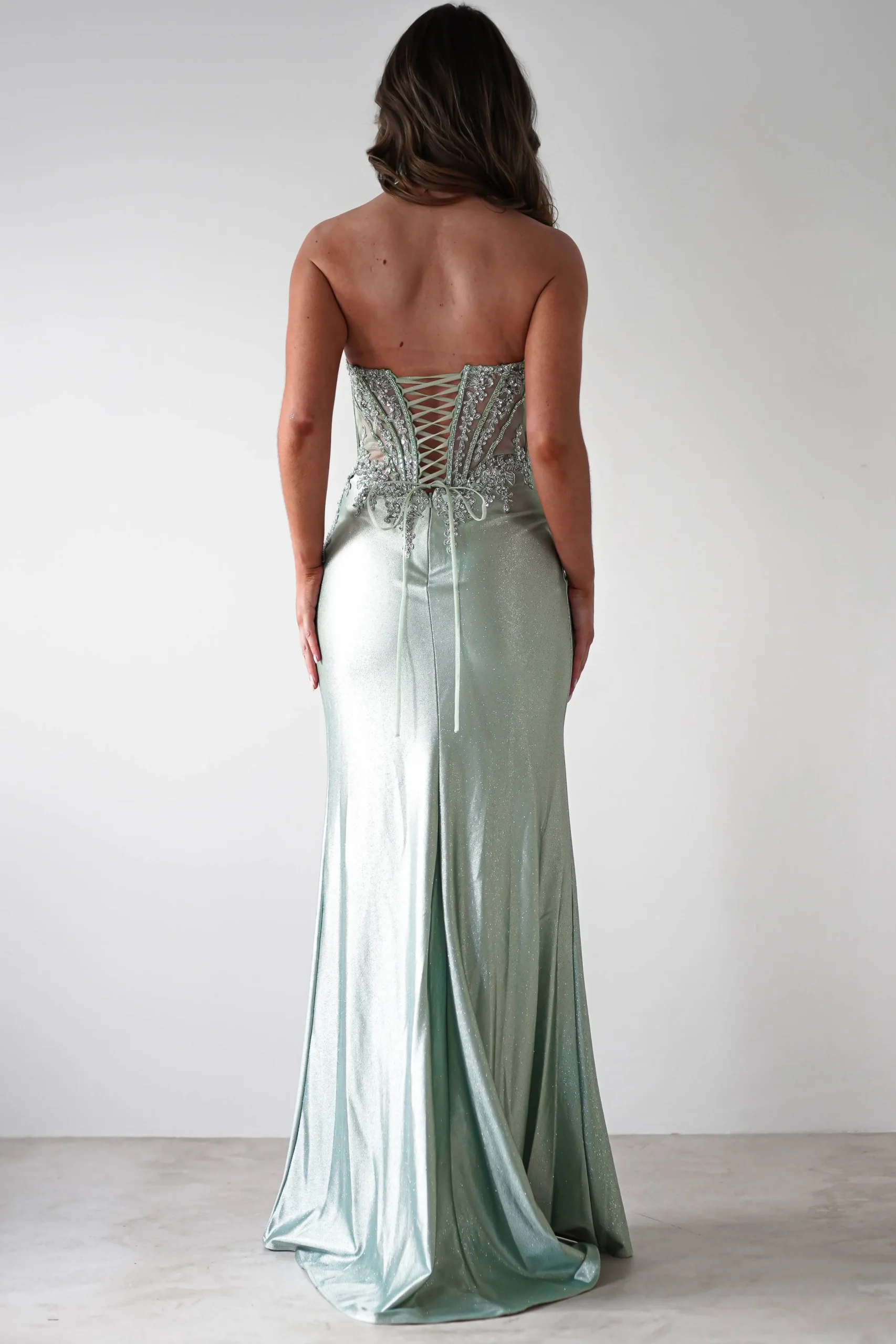 Caspian Embellished Bodycon Gown | Light Green