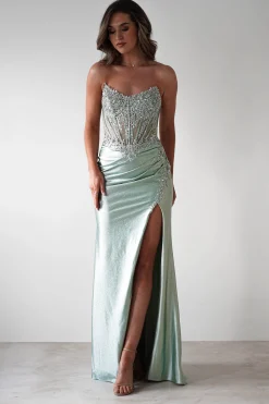 Caspian Embellished Bodycon Gown | Light Green