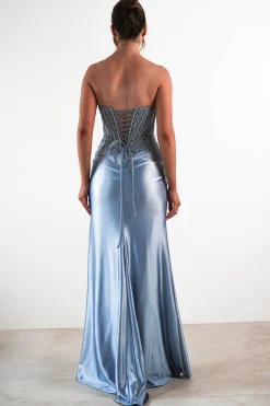 Caspian Embellished Bodycon Gown | Dusty Blue