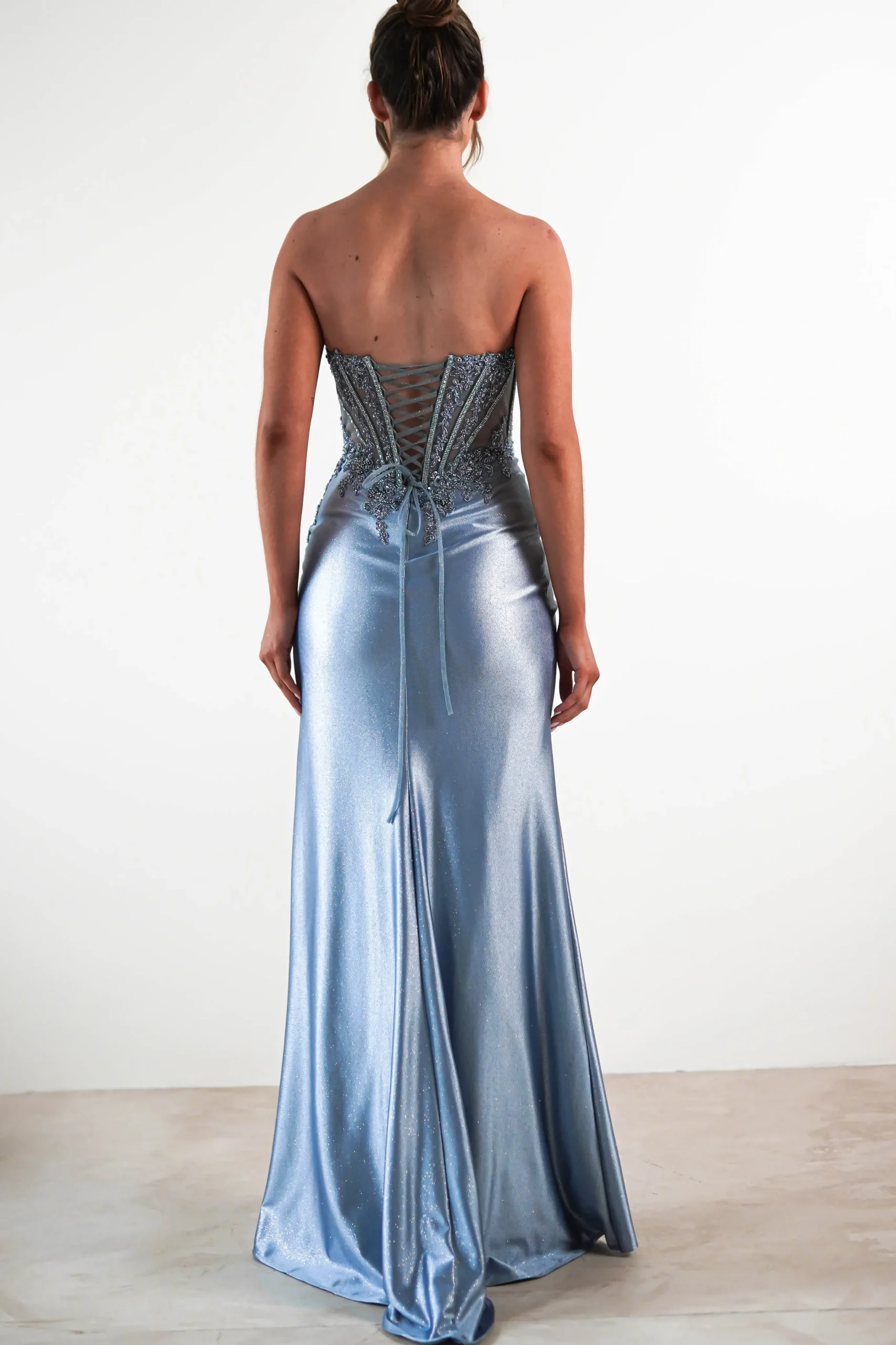 Caspian Embellished Bodycon Gown | Dusty Blue
