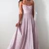 Cassia Strapless Glitter Aline Gown | Pink