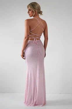Cataleya Rhinestone Bodycon Gown | Pink