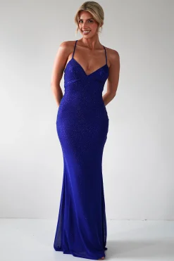 Cataleya Rhinestone Bodycon Gown | Royal Blue