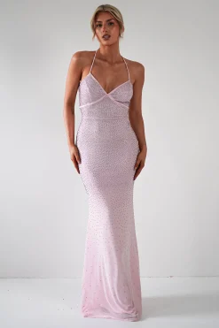 Cataleya Rhinestone Bodycon Gown | Pink