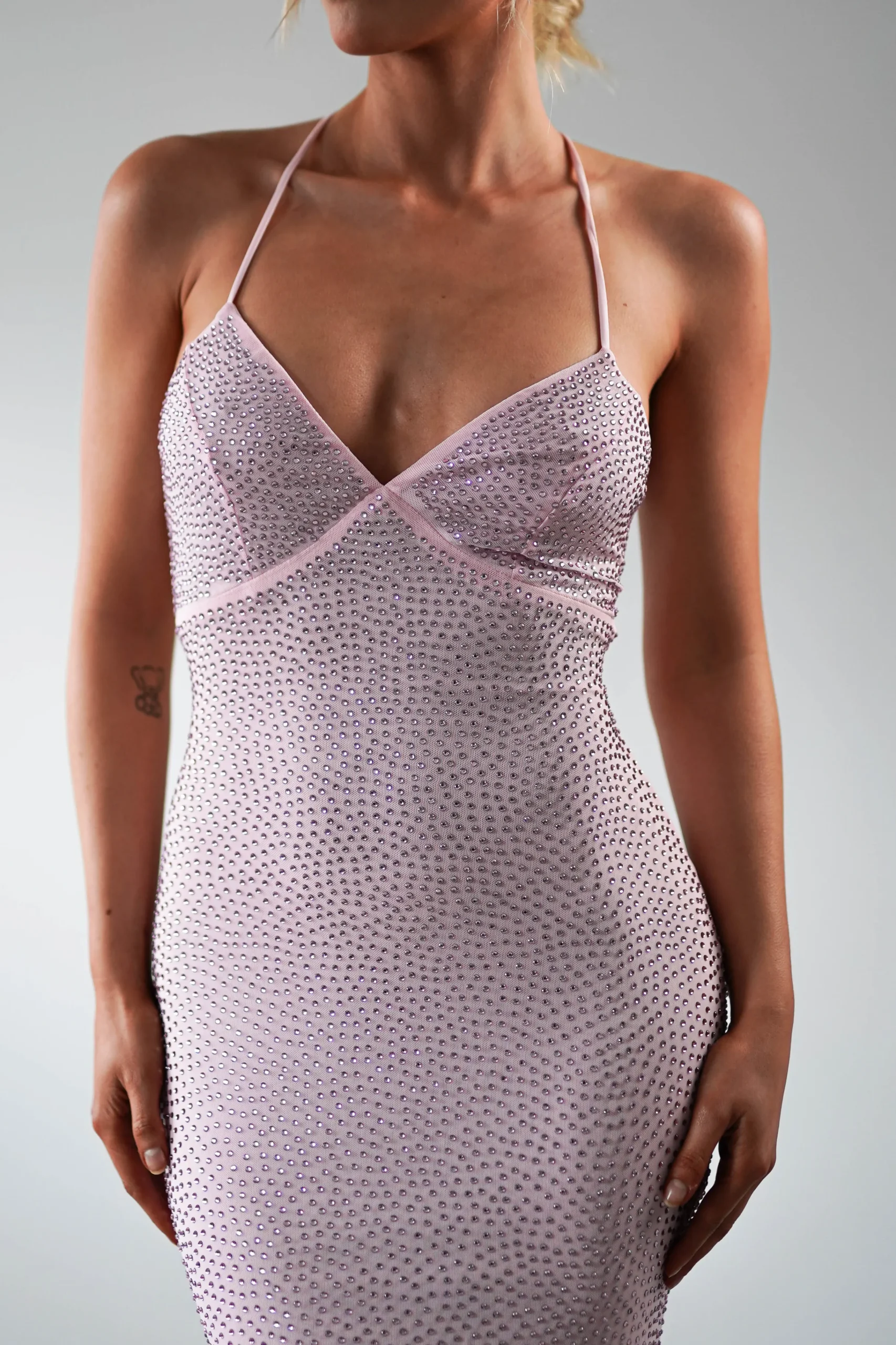 Cataleya Rhinestone Bodycon Gown | Pink