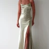 Celinee Satin Maxi Gown | Sage