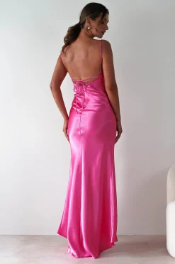Celinee Satin Maxi Gown | Hot Pink