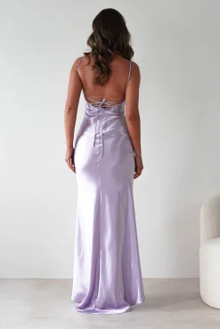 Celinee Satin Maxi Gown | Lilac