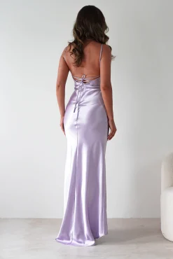 Celinee Satin Maxi Gown | Lilac