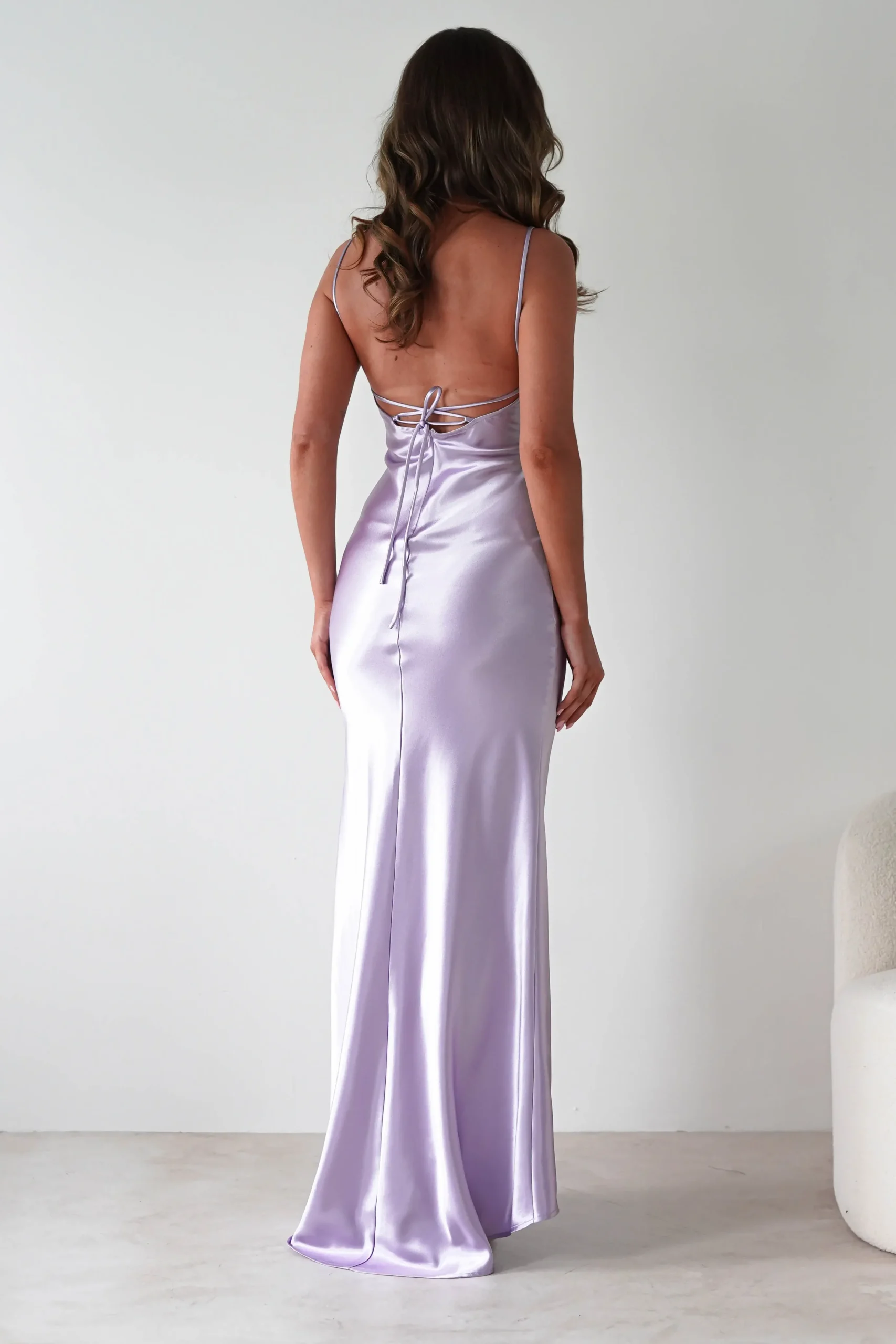 Celinee Satin Maxi Gown | Lilac