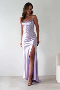 Celinee Satin Maxi Gown | Lilac