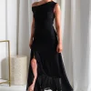 Cellinna Mesh Maxi Dress | Black