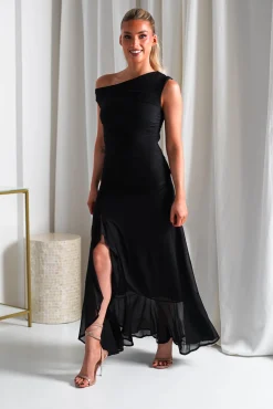 Cellinna Mesh Maxi Dress | Black