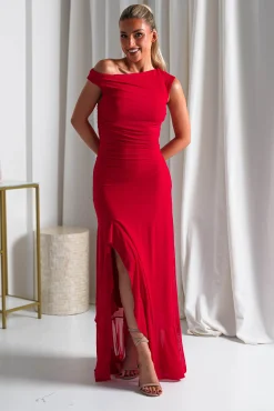Cellinna Mesh Maxi Dress | Red