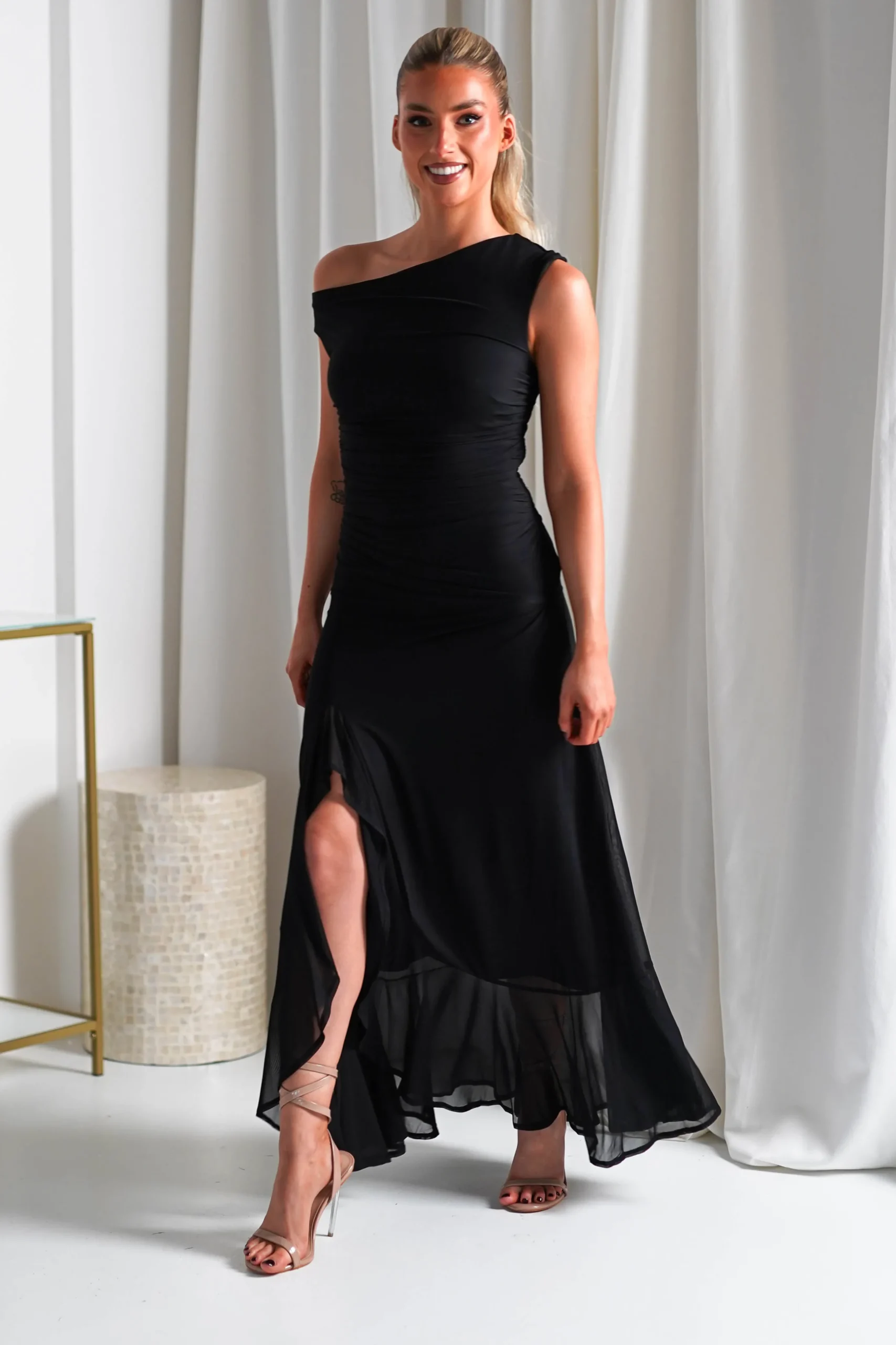 Cellinna Mesh Maxi Dress | Black