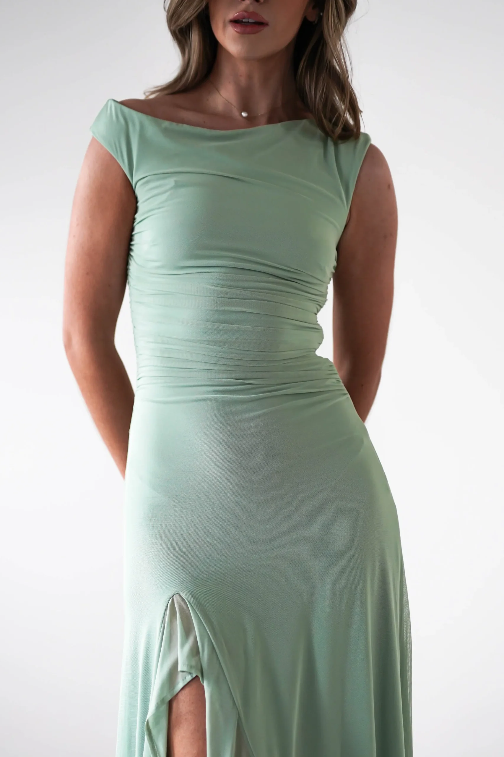 Cellinna Mesh Maxi Dress | Light Green