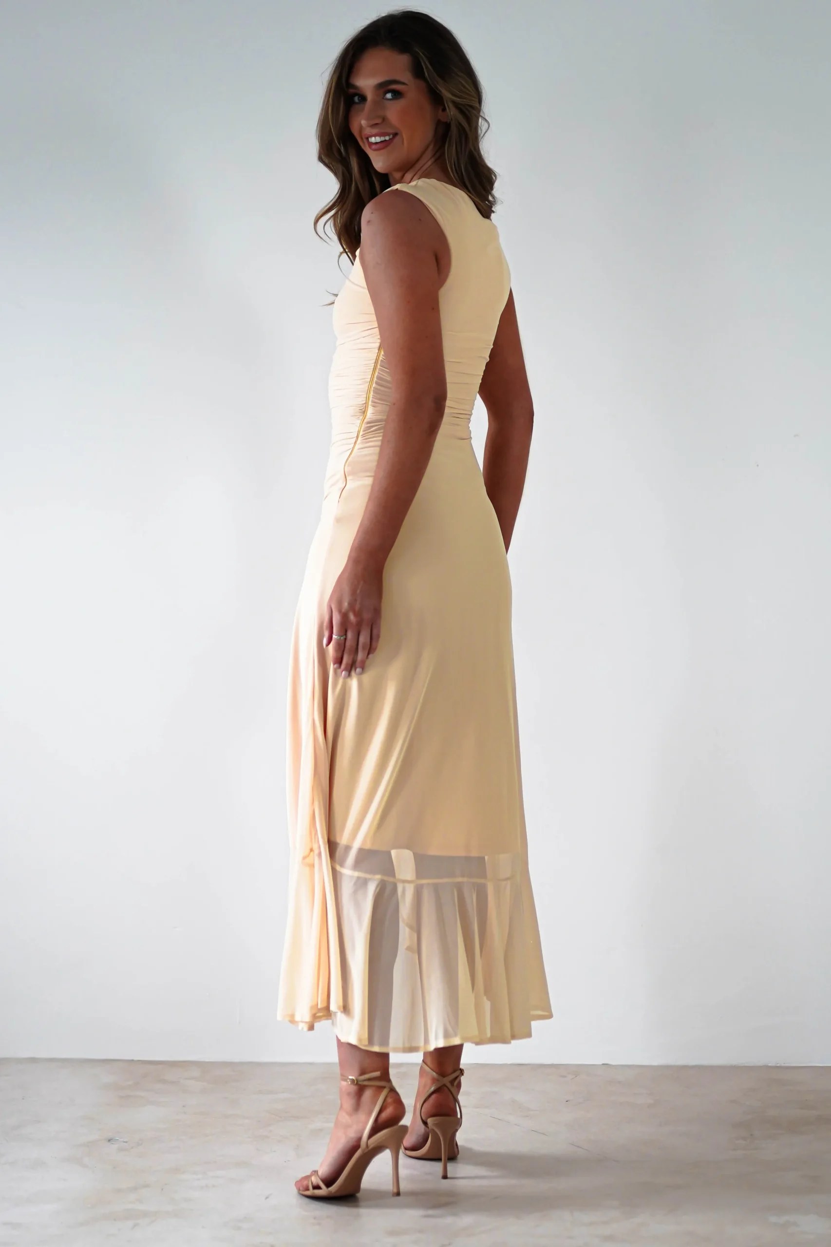 Cellinna Mesh Maxi Dress | Butter Cream